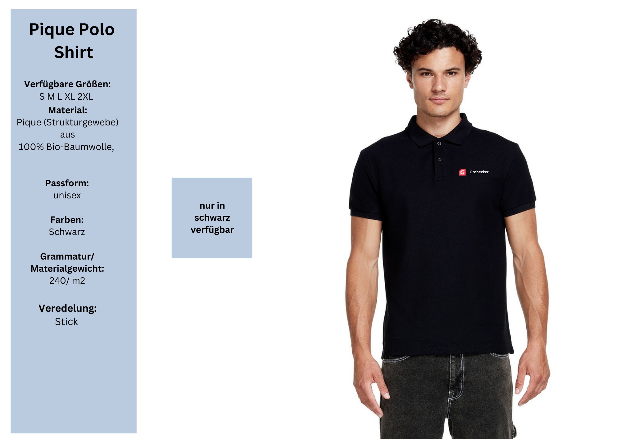 10 2 - Grobecker Piqué Polo- Shirt Grobecker Schriftzug